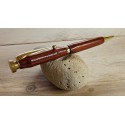 Stylo Plume Bois Padouk Et Gaine Cuir - Plume Acier - NEUF Jamais Encré