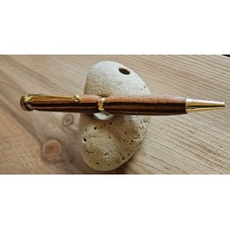 stylo tourné à la main, pièce unique en bois de zébrano avec tampon à cacheter